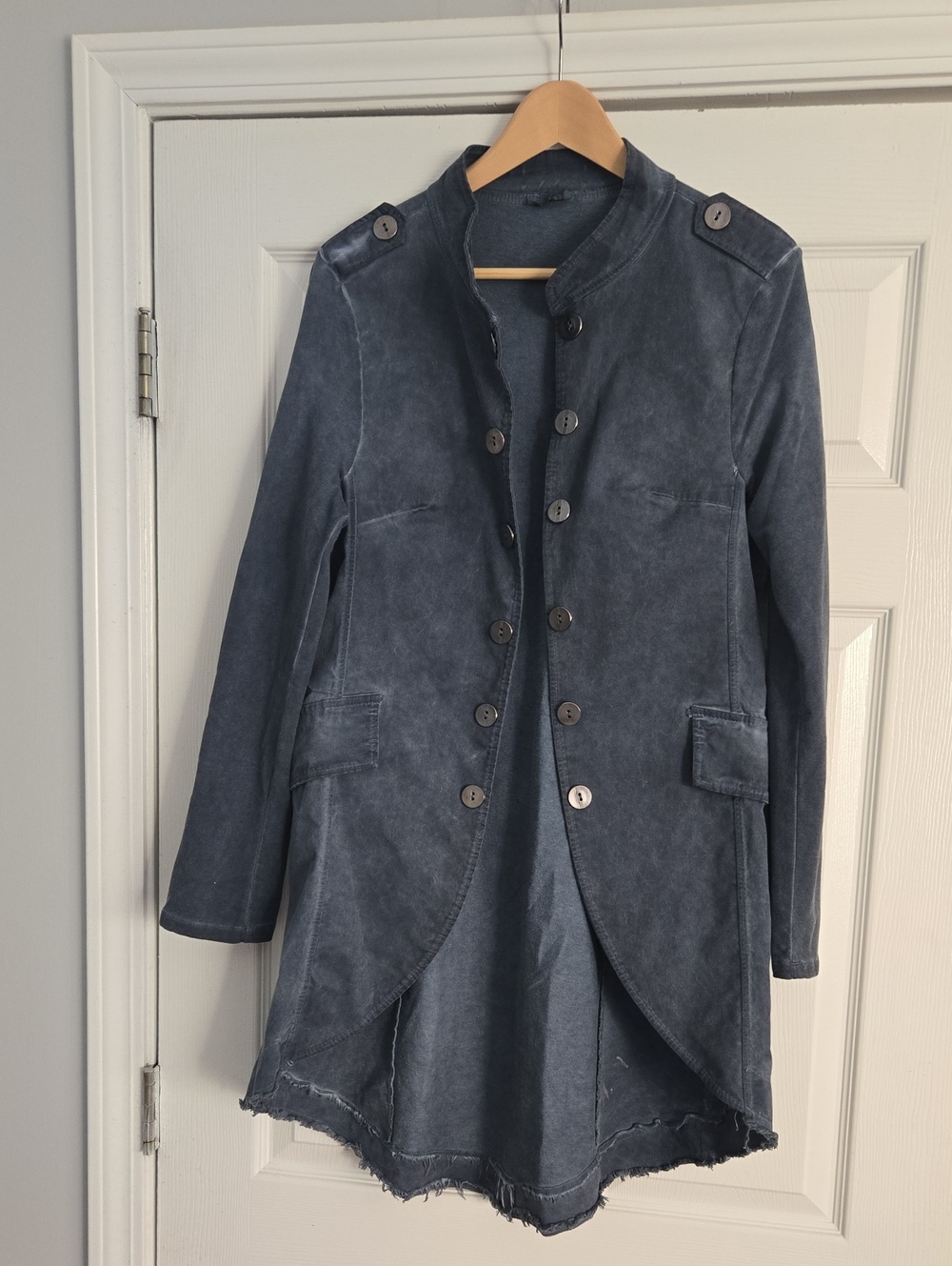 Suzy D London Washed Navy Military-Style Trench Coat